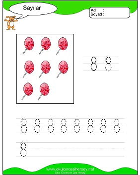 okul öncesi 1 sayısı çizgi çalışması